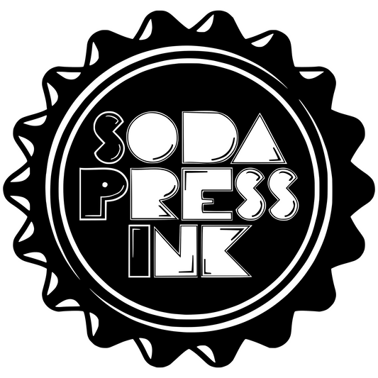 Soda Press Ink on White T-Shirt